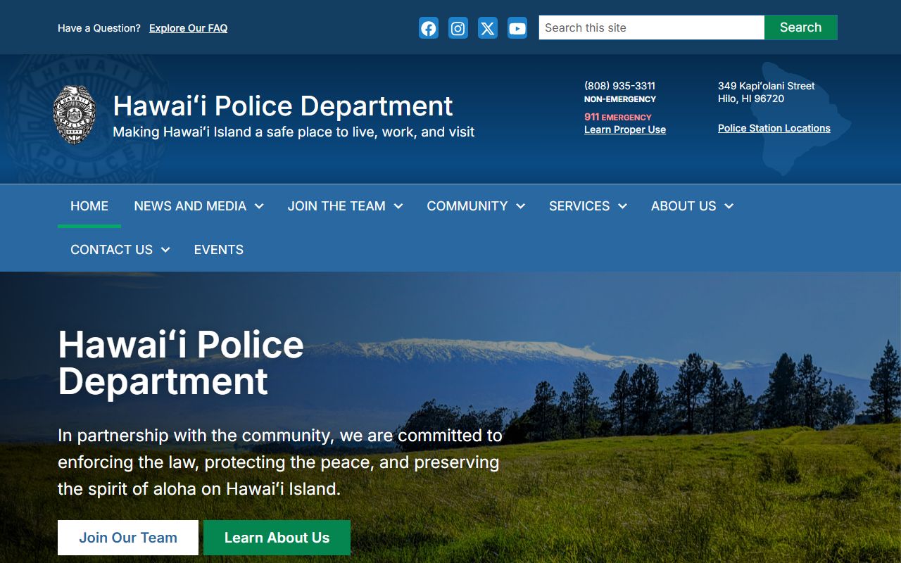 Hawaii Police Department website for Hawaii County criminal records
