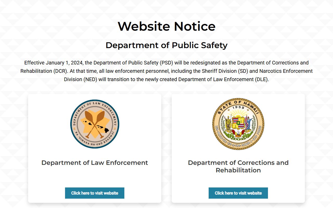 Hawaii Department of Public Safety website